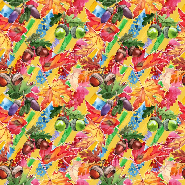 Akçaağaç yaprağı deseni suluboya tarzında.