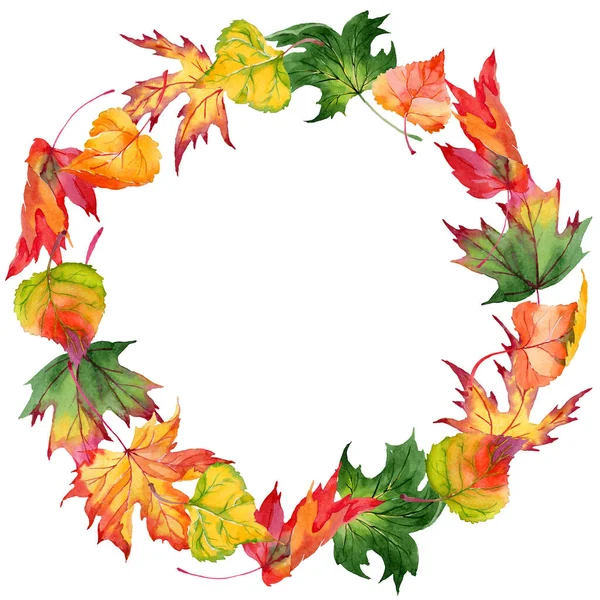 Maple leaves wreath in a watercolor style. — Stock Photo, Image