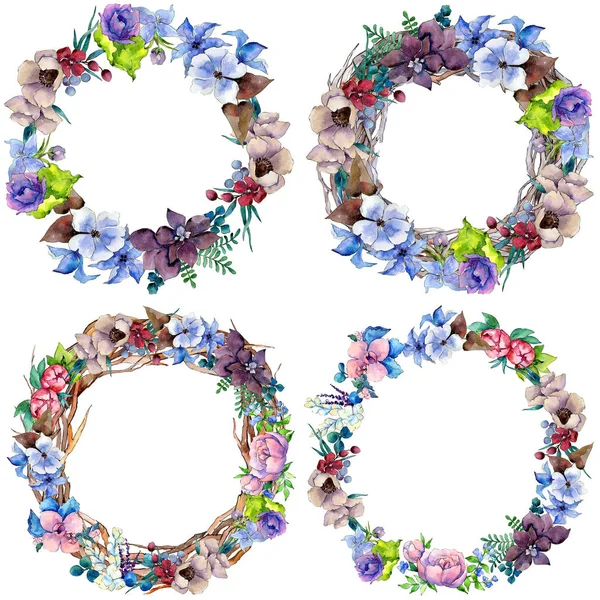 Flower composition wreath  in a watercolor style. — Stock Photo, Image