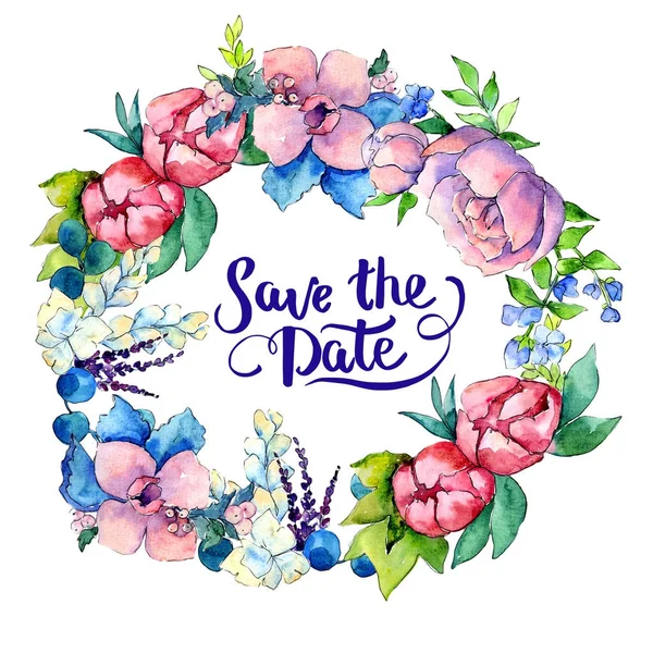 Çiçek kompozisyon çelenk suluboya tarzında.