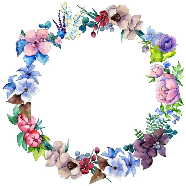 Çiçek kompozisyon çelenk suluboya tarzında.