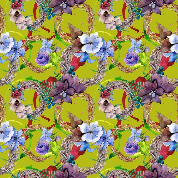 Çiçek kompozisyon deseni suluboya tarzında.