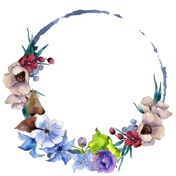 Corona de composición floral en un estilo acuarela . —  Fotos de Stock
