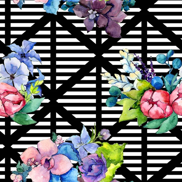 Çiçek kompozisyon deseni suluboya tarzında.