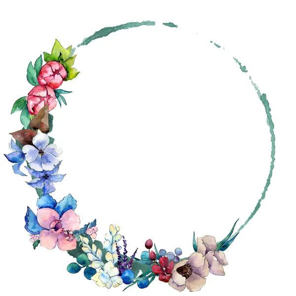 Çiçek kompozisyon çelenk suluboya tarzında.