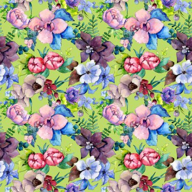 Çiçek kompozisyon deseni suluboya tarzında.