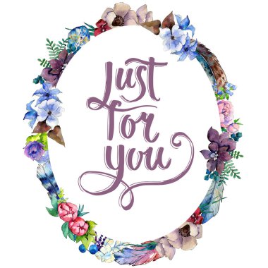 Çiçek kompozisyon çelenk suluboya tarzında.