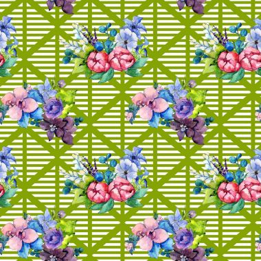 Çiçek kompozisyon deseni suluboya tarzında.