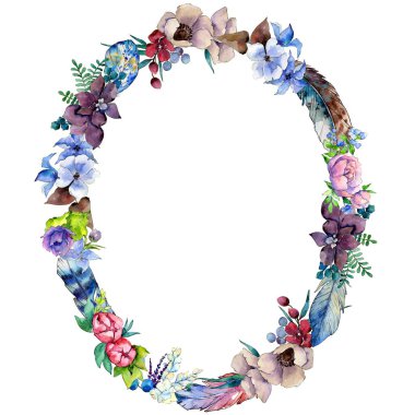 Çiçek kompozisyon çelenk suluboya tarzında.