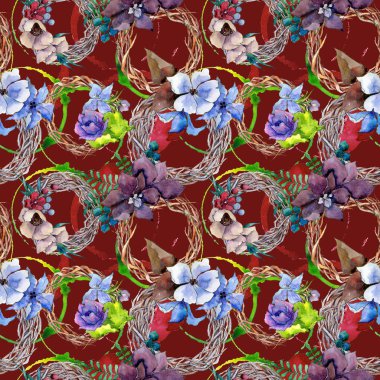 Çiçek kompozisyon deseni suluboya tarzında.