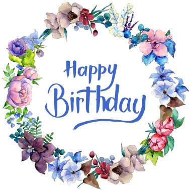 Çiçek kompozisyon çelenk suluboya tarzında.