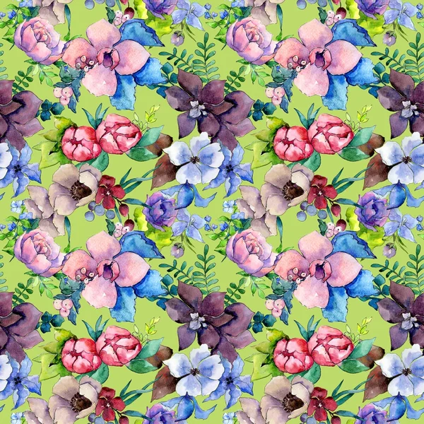Samenstelling bloemenpatroon in een aquarel stijl. — Stockfoto