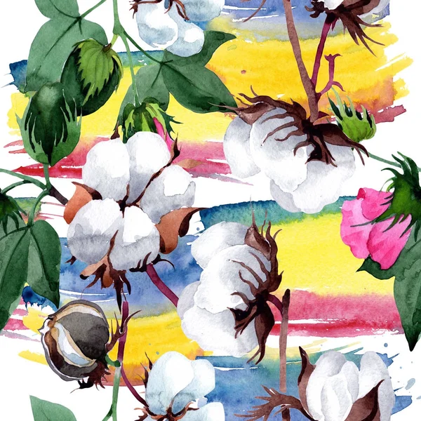 Baumwolle mit Blumenmuster im Aquarell-Stil. — Stockfoto