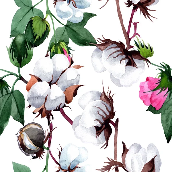 Bavlna s květinový vzor ve stylu akvarelu. — Stock fotografie