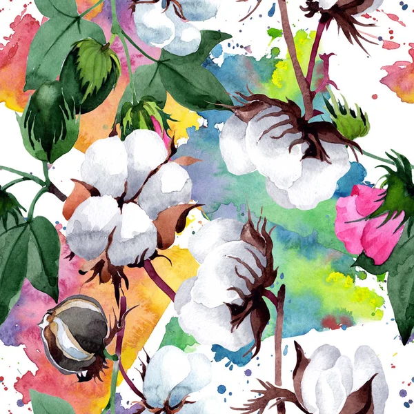 Bavlna s květinový vzor ve stylu akvarelu. — Stock fotografie