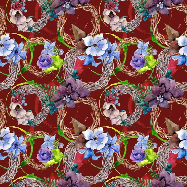 Λουλούδι μοτίβο σύνθεση σε στυλ υδροχρώματος. — Φωτογραφία Αρχείου