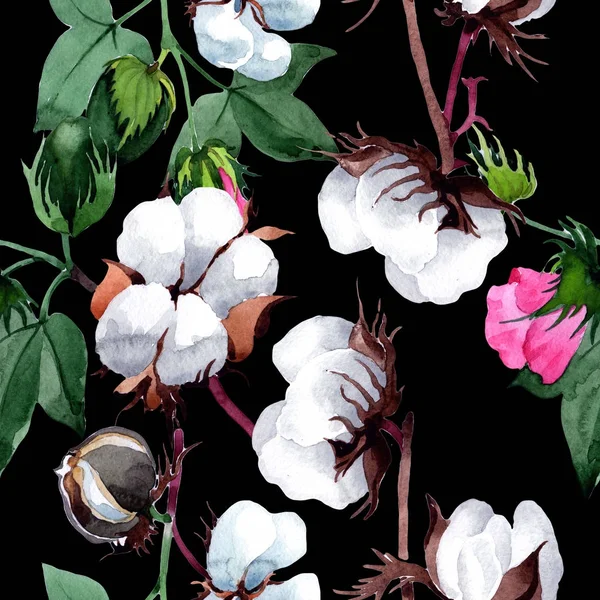 Baumwolle mit Blumenmuster im Aquarell-Stil. — Stockfoto
