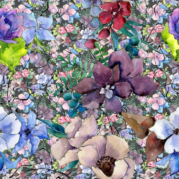 Květinový vzor kompozice ve stylu akvarelu. — Stock fotografie