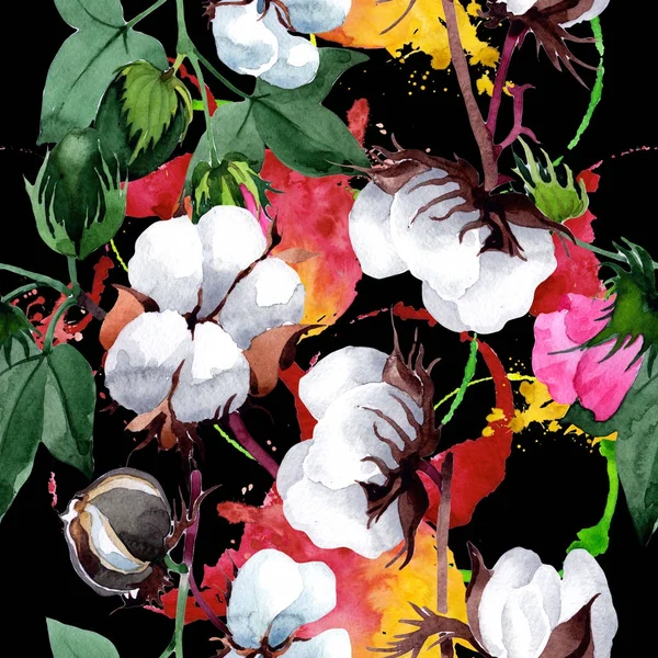 Algodón con patrón de flores en un estilo acuarela . — Foto de Stock