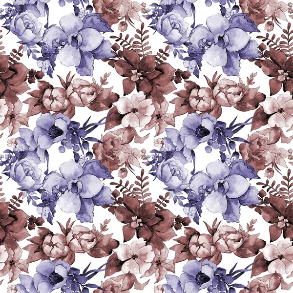 Flower composition pattern in a watercolor style.