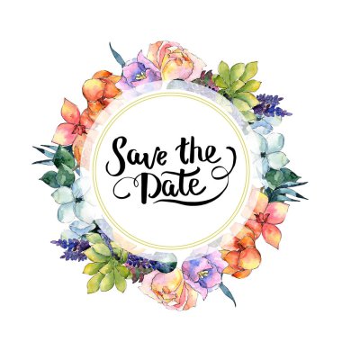 Çiçek kompozisyon çelenk suluboya tarzında.