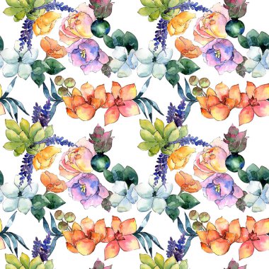 Çiçek kompozisyon deseni suluboya tarzında.