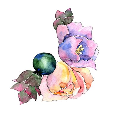 Çiçek kompozisyon izole bir suluboya tarzında.