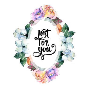 Çiçek kompozisyon çerçeve suluboya tarzında.