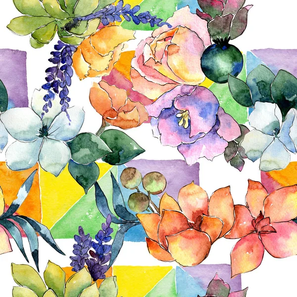 Flower composition  pattern in a watercolor style.