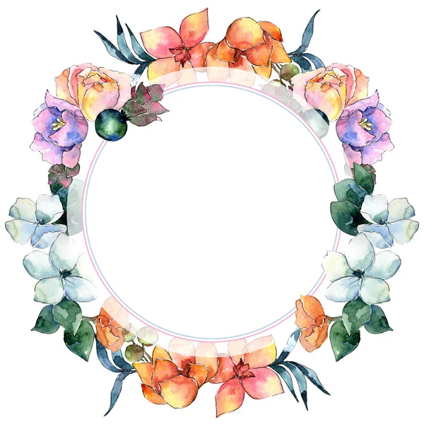 Flower composition wreath in a watercolor style. — Stock Photo, Image