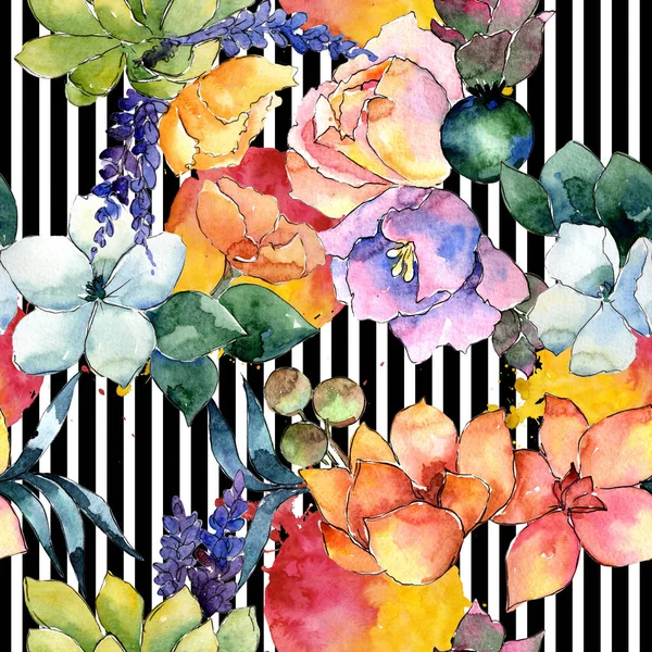 水彩画の花の組成パターン. — ストック写真