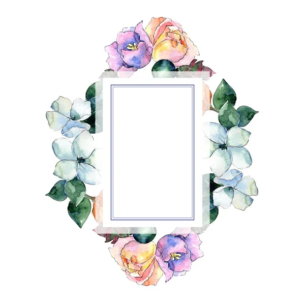 Flower composition frame in a watercolor style. — Stock Photo, Image