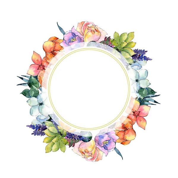 Flower composition wreath in a watercolor style. — Stock Photo, Image