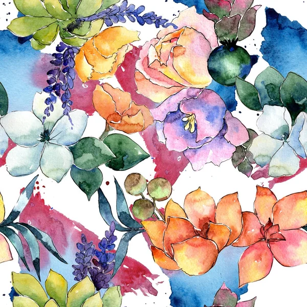 Flower composition  pattern in a watercolor style.