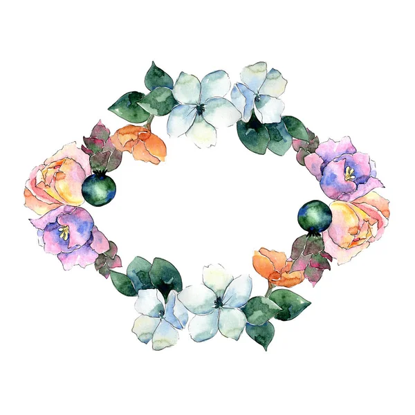 Flower composition frame in a watercolor style. — Stock Photo, Image