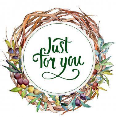 Zeytin ağacı çelenk suluboya tarzında.