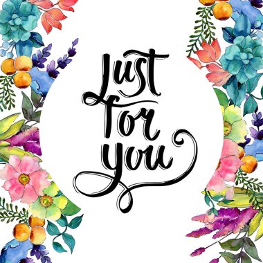 Tropikal çiçek çerçeve suluboya tarzında.