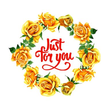 Kır çiçeği gül çiçek çelenk suluboya tarzında.