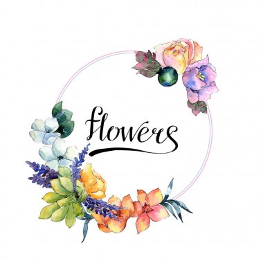 Çiçek kompozisyon çelenk suluboya tarzında.