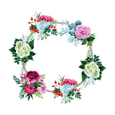 Buket çiçek çelenk suluboya tarzında.