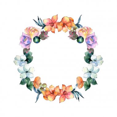 Çiçek kompozisyon çelenk suluboya tarzında.