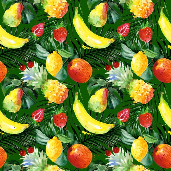 Composition exotique motif de fruits sauvages dans un style aquarelle . — Photo