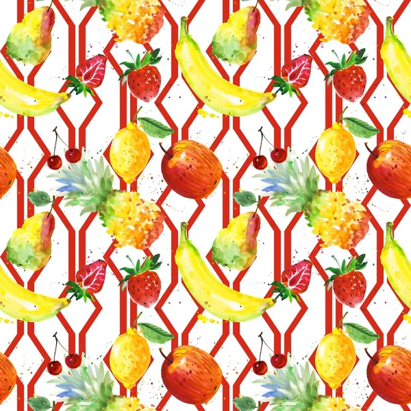 Εξωτική σύνθεση άγρια φρούτα μοτίβο σε στυλ υδροχρώματος. — Φωτογραφία Αρχείου