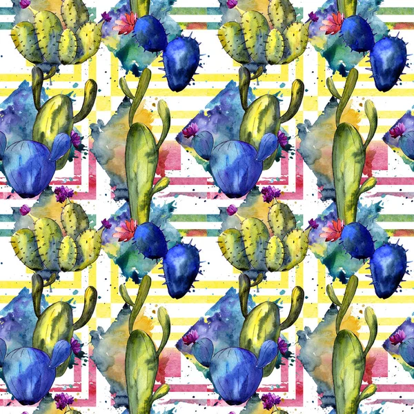 Kır çiçeği kaktüs desen suluboya tarzında.