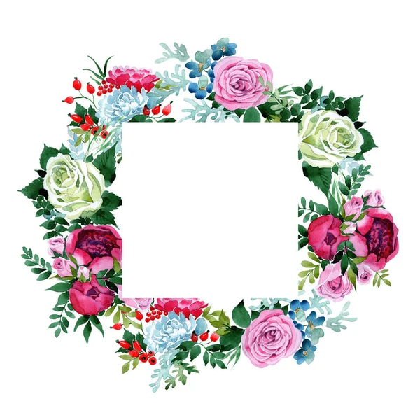 Bouquet flower wreath in a watercolor style. — Stock Photo, Image