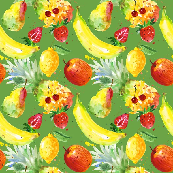 Exotische Komposition Wildfruchtmuster im Aquarell-Stil. — Stockfoto