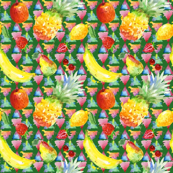 Exotic composition wild fruit pattern in a watercolor style. — Stock Photo, Image