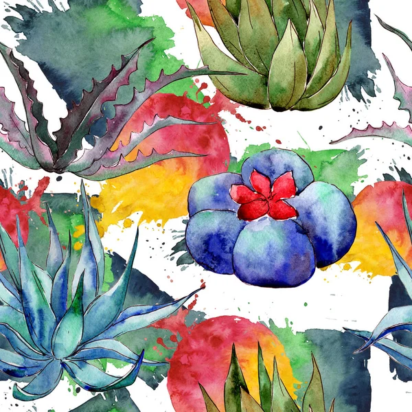 Wildflower cactus  pattern in a watercolor style.