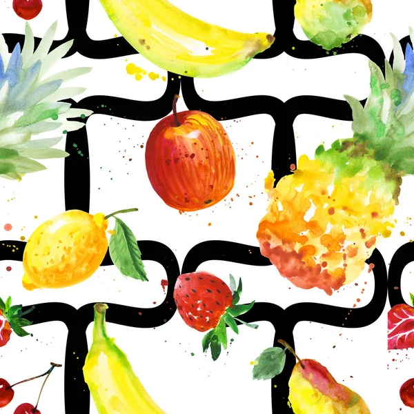 Exotic composition wild fruit pattern in a watercolor style.