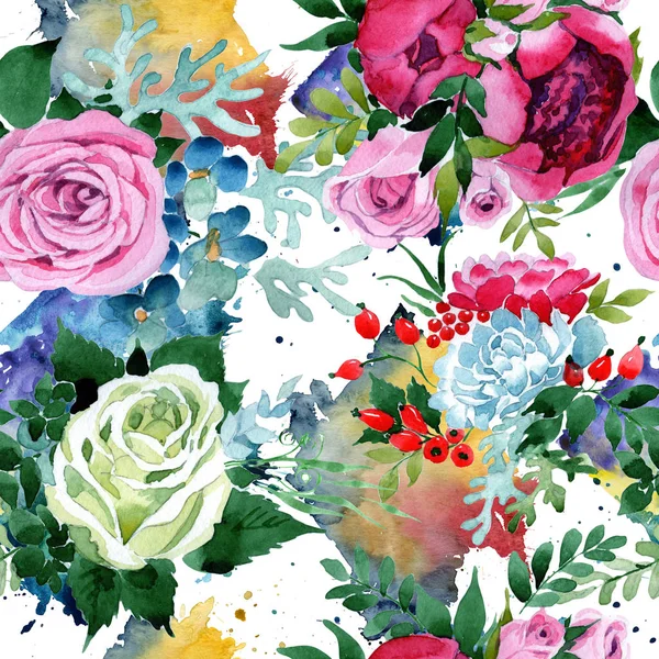 Bouquet motivo floreale in stile acquerello . — Foto Stock